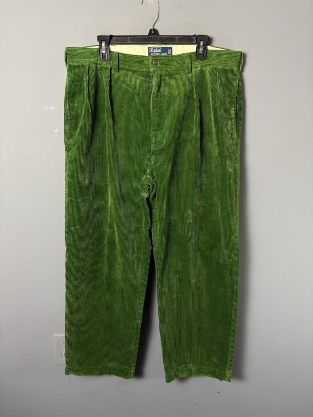 POLO Ralph Lauren Mens Size 38x28 Green Wide Wale Corduroy Andrew Pants